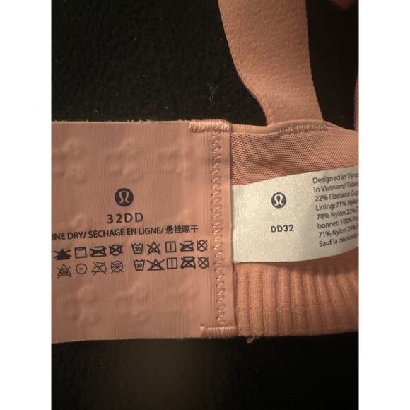 Women 32DD Lululemon Pink Sports Bra Strappy Adjustable Padded High Support - Picture 5 of 5